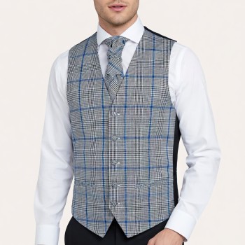 Licorice Black Check Waistcoat #AB-WWA1007/1 