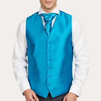 Crystal Teal Shantung Wedding Waistcoat #AB-WWB1005/2 ##LS