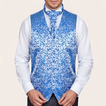 Blue Swirl Leaf Wedding Waistcoat #AB-WWA1000/18