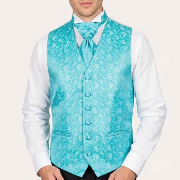 Teal Budding Paisley Wedding Waistcoat #AB-WWA1003/3 ##LS