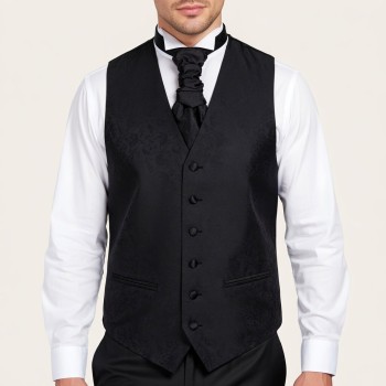 Black on Black Budding Paisley Formal Waistcoat #AB-WWA1003/4 