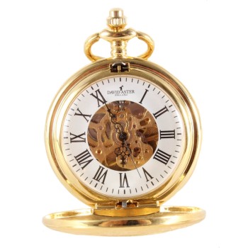 Half Hunter Gold Mechanical Pocket Watch #PW-04