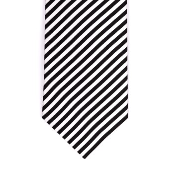 Striped Black and White Silk Tie #S5036/1 ##LS