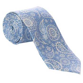 Light Blue Floral and Paisley Silk Tie #S5056/4 ---DISCONTINUED, LAST STOCK!--- ##LS