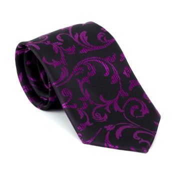 Plum on Black Swirl Leaf Tie #AB-T1000/16 ##LS2
