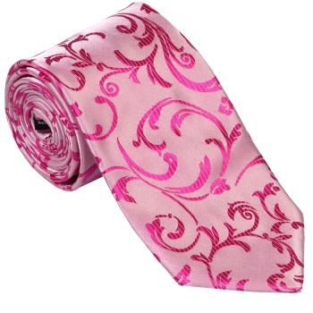 Hot Pink Swirl Leaf Wedding Tie #AB-T1000/5 