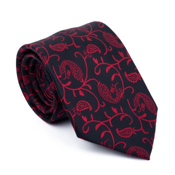Wine on Black Budding Paisley Tie #AB-T1003/6 ##LS2