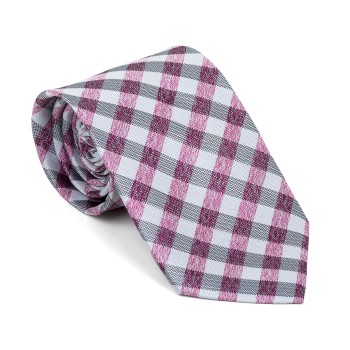 Burgundy Neat Check Tie #AB-T1015/3 ##LS