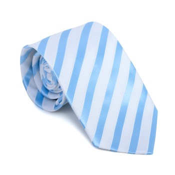 Sky Blue and White Stripe Football Tie #AB-T1019/6 ##LS