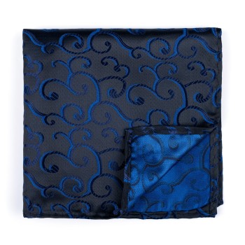 Navy on Black Royal Swirl Pocket Square #AB-TPH1001/9