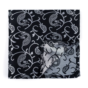Moonlight Black Budding Paisley Pocket Square #AB-TPH1003/5 ##LS2