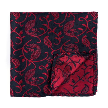 Wine on Black Budding Paisley Pocket Square #AB-TPH1003/6 ##LS2