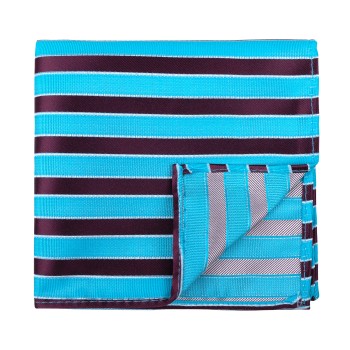 Wine and Turquoise Stripe Football Pocket Square #AB-TPH1019/3 ##LS