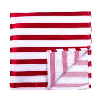 Red and White Stripe Football Pocket Square #AB-TPH1019/4 ##LS