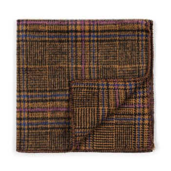 Brown Overcheck Wool Pocket Square #AB-TPH1020/1