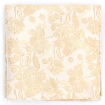 Gold on Ecru Structured Floral Pocket Square #TPH1595/6