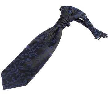 Navy on Black Swirl Leaf Wedding Cravat #AB-WCR1000/4 ##LS2