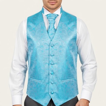 Turquoise Modern Scroll Formal Waistcoat #AB-WWA1002/2 ##LS