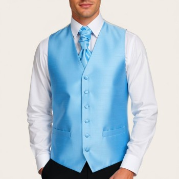 Baby Blue Shantung Morning Suit Waistcoat #AB-WWB1005/5 ##LS