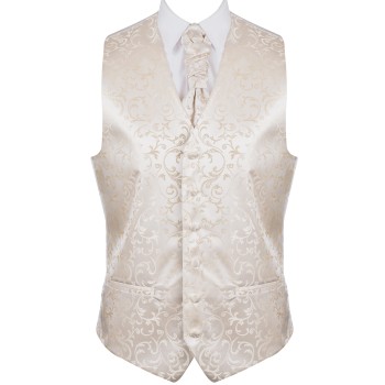 Cream Swirl Leaf Formal Waistcoat #AB-WWA1000/11