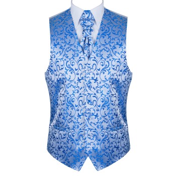Blue Swirl Leaf Wedding Waistcoat #AB-WWA1000/18