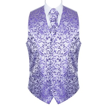 Purple Swirl Leaf Wedding Waistcoat #AB-WWA1000/19