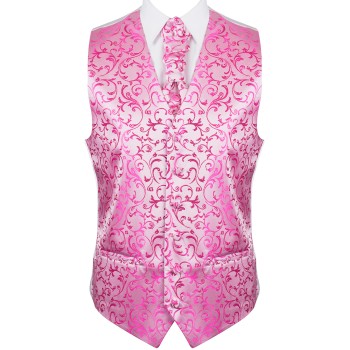 Hot Pink Swirl Leaf Wedding Waistcoat #AB-WWA1000/5 ##LS