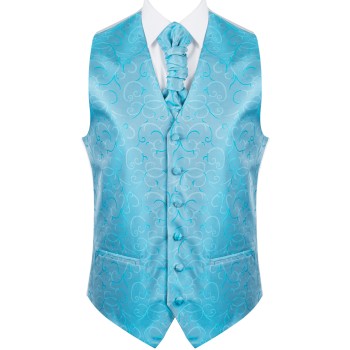 Turquoise Modern Scroll Formal Waistcoat #AB-WWA1002/2 ##LS