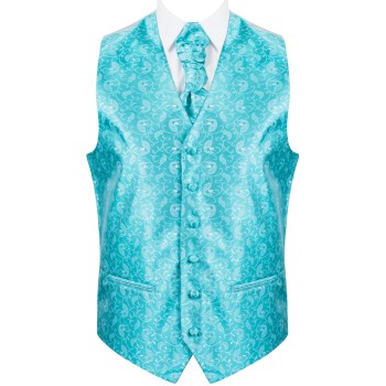 Teal Budding Paisley Wedding Waistcoat #AB-WWA1003/3 ##LS