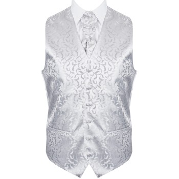 Silver Vintage Vine Formal Waistcoat #AB-WWA1004/5