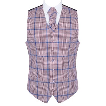 Burgundy Check Waistcoat #AB-WWA1007/3 