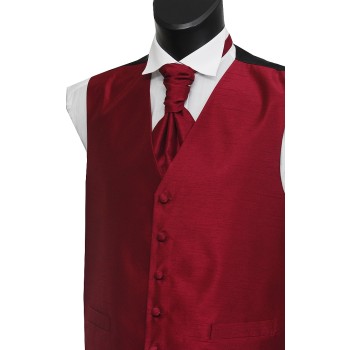 Wine Shantung Wedding Waistcoat #WW1864/4-Men's XL - 44'' to 46'' ##LS