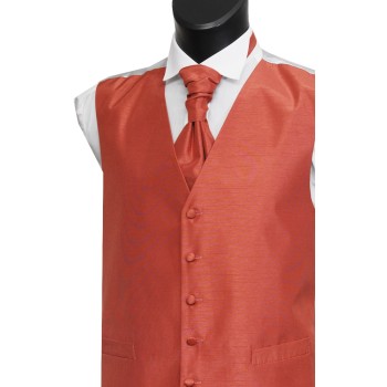 Salmon Pink Shantung Wedding Waistcoat #WW1865/4-Men's S - 32'' to 35'' ##LS