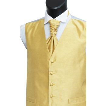 Straw Yellow Shantung Wedding Waistcoat #WW1865/6-Men's 4XL - 56'' to 58'' ##LS