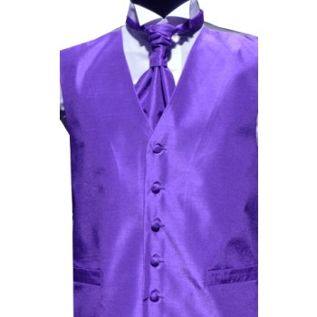 Violet Shantung Wedding Waistcoat #WW1867/6-Men's XL - 44'' to 46'' ##LS