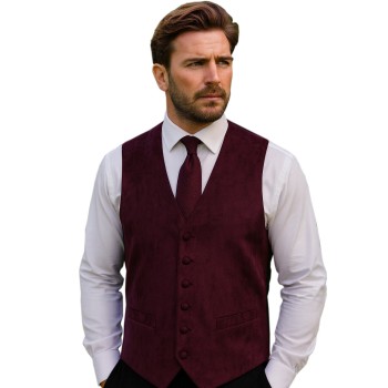 Wine Suede Effect Waistcoat #WW1869/1