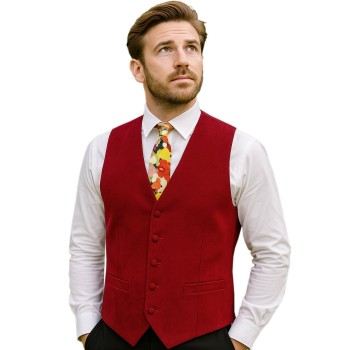 Red Suede Effect Waistcoat #WW1869/8