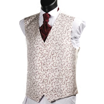 Wine Satin Swirl Wedding Waistcoat #WW1880/2-Men's M - 36'' to 38'' ---DISCONTINUED ##LS