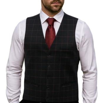 Charcoal Window Check Tailored Waistcoat #WW406/2 #LS