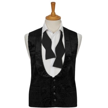 Black Velvet Paisley Scoop Neck Regular Waistcoat XL 44-46 #WW6102/1 ##LS