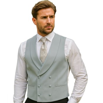 Sage Green Double-Breasted Fine Wool Formal Waistcoat #WW802/2