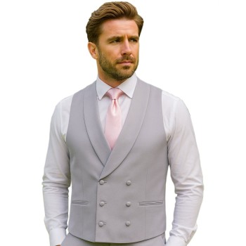 Grey Double-Breasted Fine Wool Formal Waistcoat #WW802/5