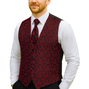 Wine on Black Royal Swirl Waistcoat #AB-WWA1001/10 