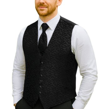 Black on Black Royal Swirl Waistcoat #AB-WWA1001/8 ##LS