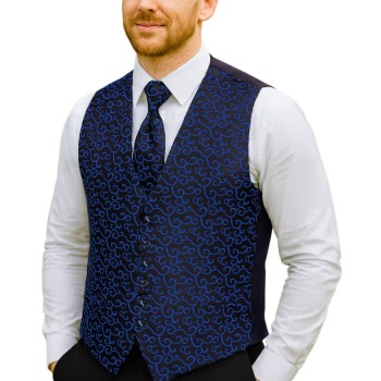 Navy on Black Royal Swirl Waistcoat #AB-WWA1001/9 