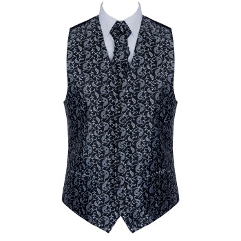 Moonlight Black Budding Paisley Formal Waistcoat #AB-WWA1003/5 ##LS