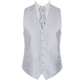 Silver Budding Paisley Waistcoat #AB-WWA1003/8 ##LS