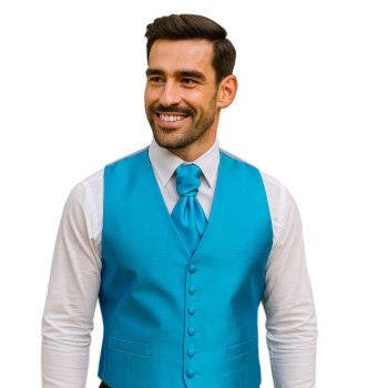 Crystal Teal Shantung Wedding Waistcoat #AB-WWB1005/2 ##LS