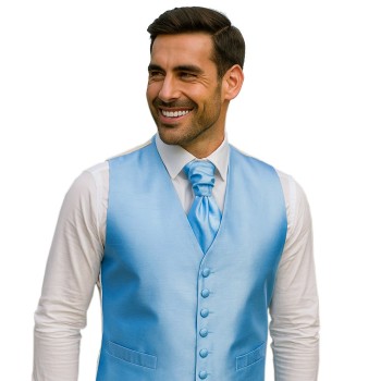 Baby Blue Shantung Wedding Waistcoat #AB-WWB1005/5 ##LS