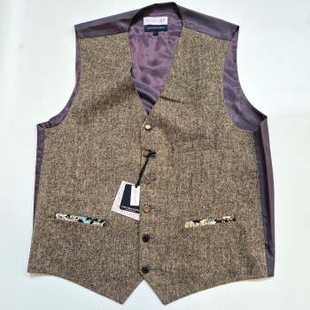 Brown Donegal Tweed Regular Waistcoat Large 40-42 #1857WWB/1 ##LS